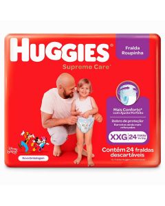 Fralda Huggies Supreme Care Veste Fácil Xxg Pacote C/24