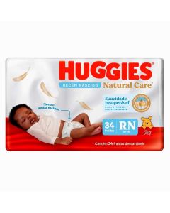 Fralda Huggies Natural Care Recém Nascido Mega Pacote C/34