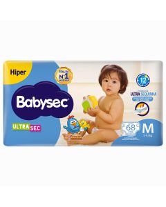 Fralda Babysec Ultrasec Hiper M Pacote C/68